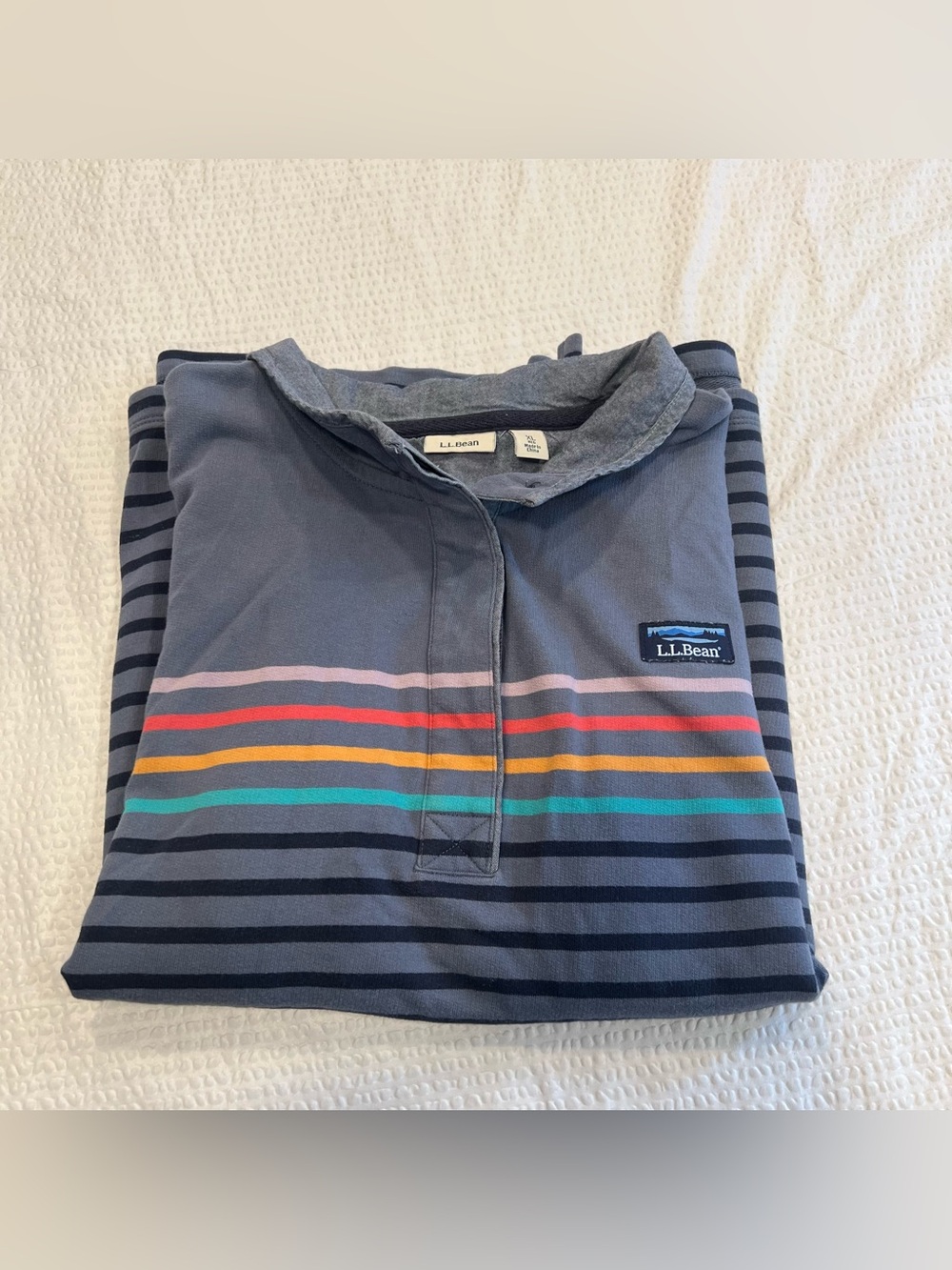 LL Bean blue rainbow striped long sleeve unisex XL